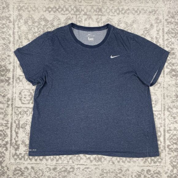 Nike Dri Fit T Shirt Training Short Sleeve Men Blue Swoosh Logo Size 3XL XXXL - Picture 1 of 6